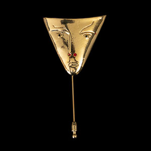 Joya firmada y numerada Jean Cocteau : Face Triangle (dorado)