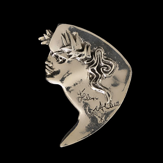 Jean Cocteau signed brooch : Orpheus (silver finish)