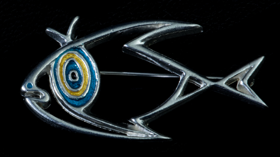 Jean Cocteau brooch : Silvery Fish