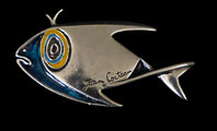Jean Cocteau signed brooch : Full fish (silver finish)