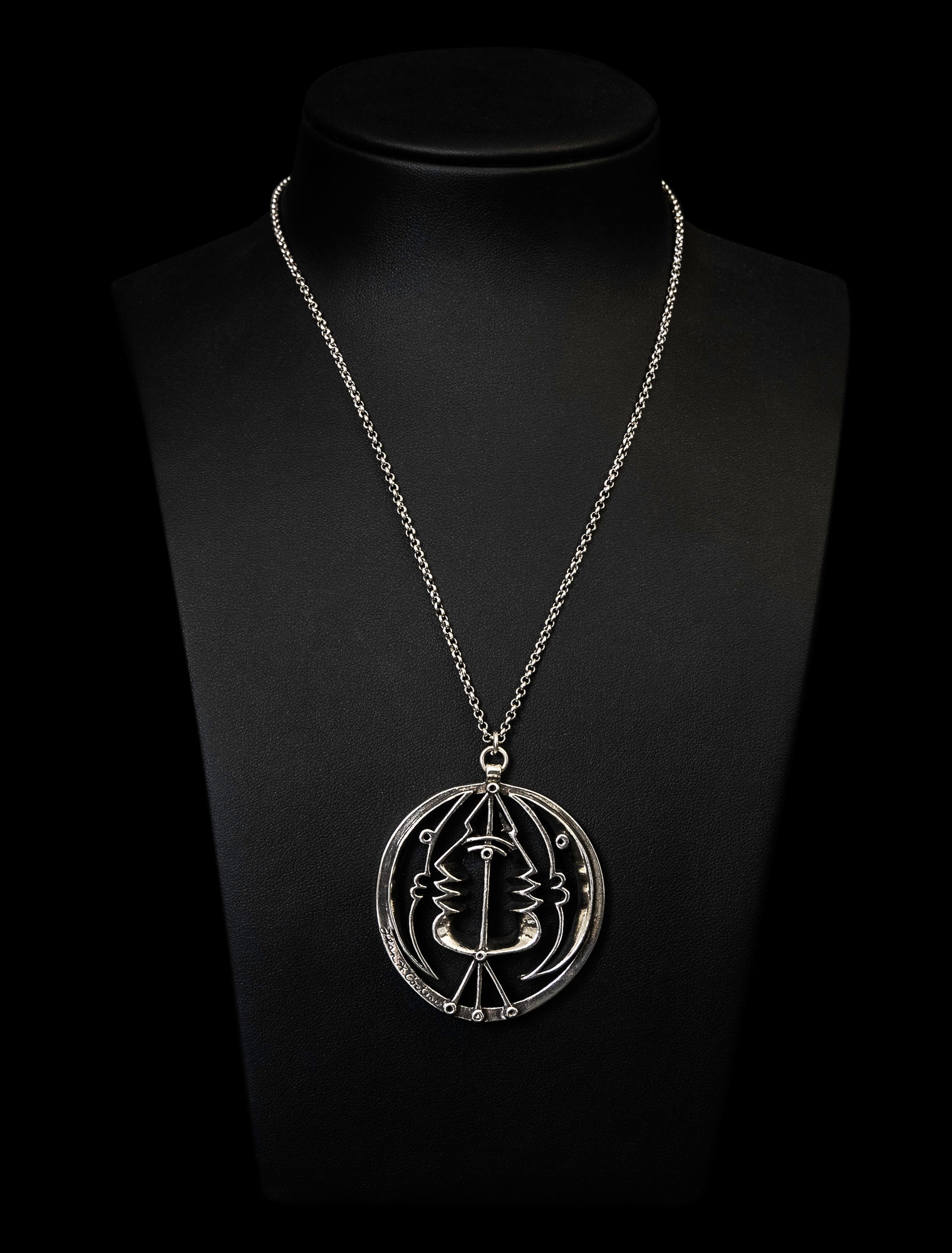 Jean Cocteau signed pendant : Astrology (silver finish)