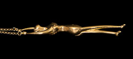 Colgante firmado Jean Cocteau : La bailarina (dorado), de perfil