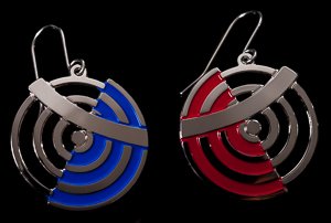 Boucles d'oreilles Robert Delaunay : Circles (red & blue)
