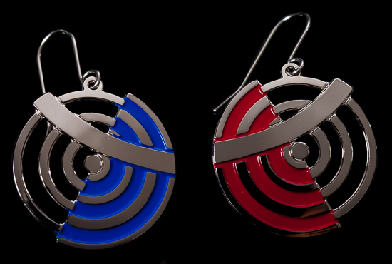 Robert Delaunay earrings : Circles (red & blue)