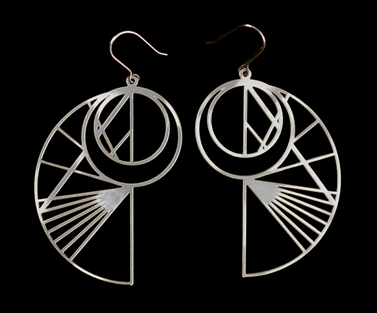Da Vinci earrings : Sketches n°1 (silver finish)