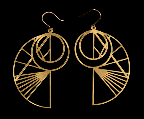 Da Vinci earrings : Sketches n°1 (gold finish)