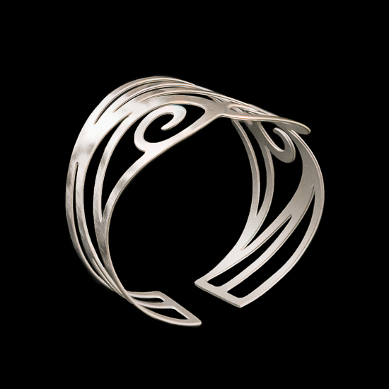 Klimt bracelet cuff : Volutes (Silver finish)