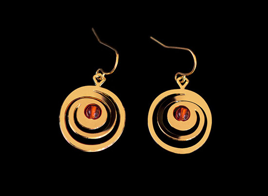 Gustav Klimt earrings : Art Nouveau spirals (gold finish)