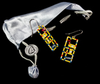 Piet Mondrian earrings : Broadway Boogie Woogie, (velvet purse))