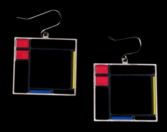 Boucles d'oreilles Piet Mondrian : Composition