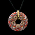 Mucha pendant : Red-Yellow, (back of the jewel)