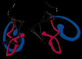 Boucles d'oreilles Jackson Pollock : Ghosts (red, blue and black accents) (détail))