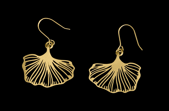 Boucles d'oreilles Tiffany : Ginkgo n°1 (finition or)