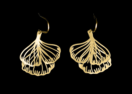Boucles d'oreilles Tiffany : Ginkgo n°2 (finition or)