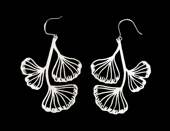 Boucles d'oreilles Tiffany : Ginkgo n°3 (finition argent)