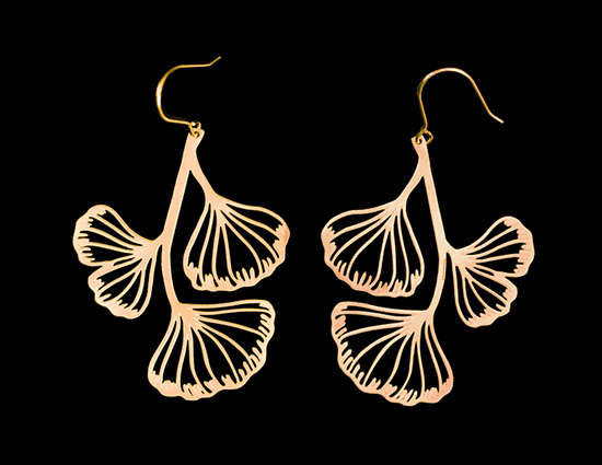 Boucles d'oreilles Tiffany : Ginkgo n°3 (finition or)