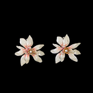 Boucles d'oreilles Tiffany : Magnolia blanc et rose