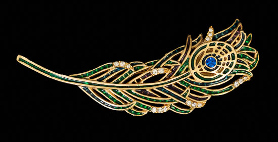 Tiffany brooch : Peacock feather