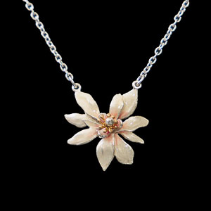 Pendentif Tiffany : Magnolia blanc et rose