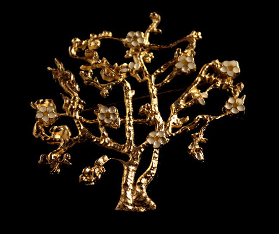 Broche pendentif Van Gogh : Amandier en fleur (doré)