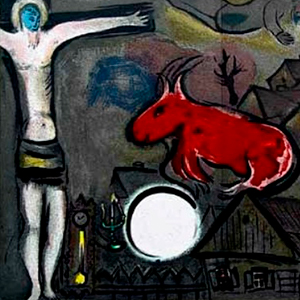 Lithographie Marc Chagall : La crucifixion mystique, 1950