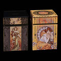 Alphonse Mucha set of 2 Tea boxes, Seasons † Topaz