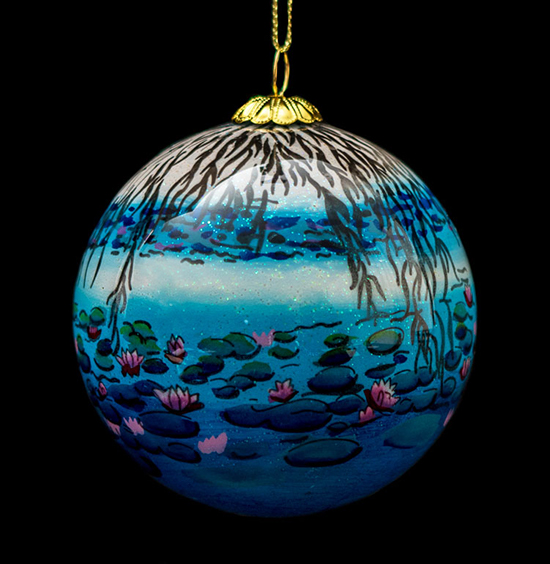 Claude Monet Glass ball christmas ornament, Nympheas (night)