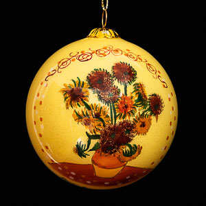 Van Gogh Glass ball christmas ornament, Sunflowers