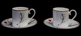 Kandinsky expresso cups and saucers, Free curve to the point