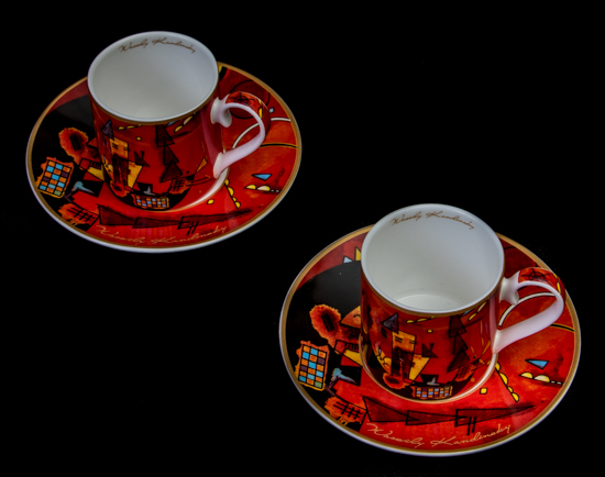 Kandinsky set of 2 expresso cups, Pour et contre (Carmani)