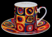Taza de café Kandinsky, Cuadrados con Círculos Concéntricos (Carmani)