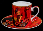 Kandinsky coffee cup and saucer, Pour et contre