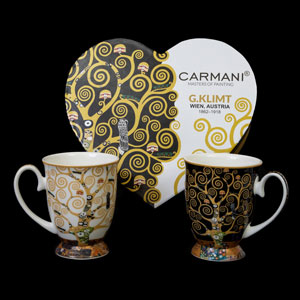 Carmani : Duo de Mugs Gustav Klimt boîte coeur : L'arbre de vie