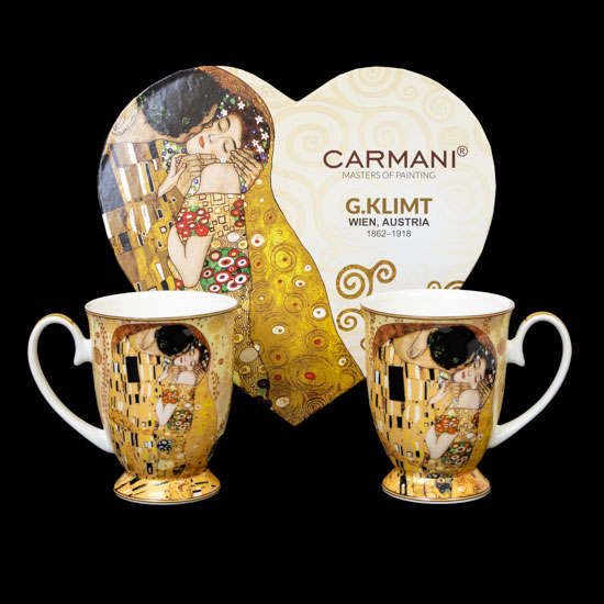 Duo de Mugs boîte coeur Gustav Klimt, Le baiser