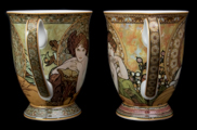 Alphonse Mucha Set of 2 porcelain mugs, Topaz, Emerald