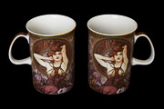 Alphonse Mucha Set of 2 porcelain mugs, Amethyst