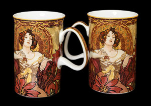 Carmani : Alfons Mucha Set of 2 mugs : Ruby