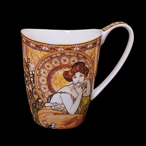 Carmani : Alfons Mucha porcelain mug : Topaz