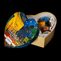Vincent Van Gogh set of 2 porcelain mugs in heart box, Cafe Terrace at Night