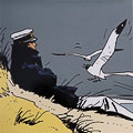 cartolina fumetti : Hugo Pratt : Corto Maltese, Marin sur la dune