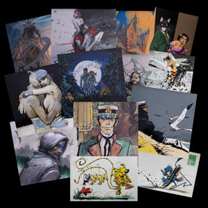 13 tarjetas postales de artistas Cómics