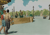 André Juillard postcard : Tour Eiffel de la Place de la Concorde