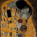 Tarjeta doble de Gustav Klimt : El beso