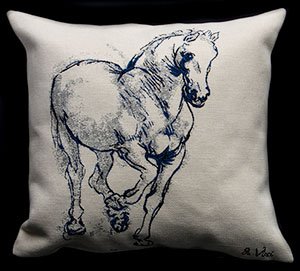 Leonardo Da Vinci cushion cover : Horse (ecru)
