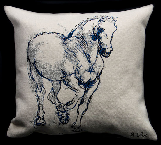 Da Vinci cushion cover : Horse (ecru)
