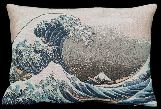 Housse de coussin Hokusai : La grande vague de Kanagawa