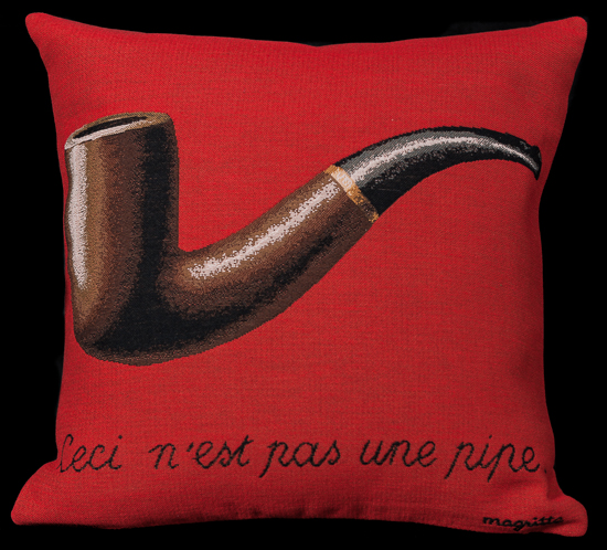 Housse de coussin Magritte : La trahison des images (rouge)