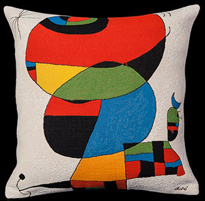 Fodera di cuscino Joan Miro : Donna, uccello, stella