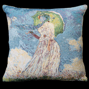 Funda de cojín Claude Monet : Mujer con sombrilla