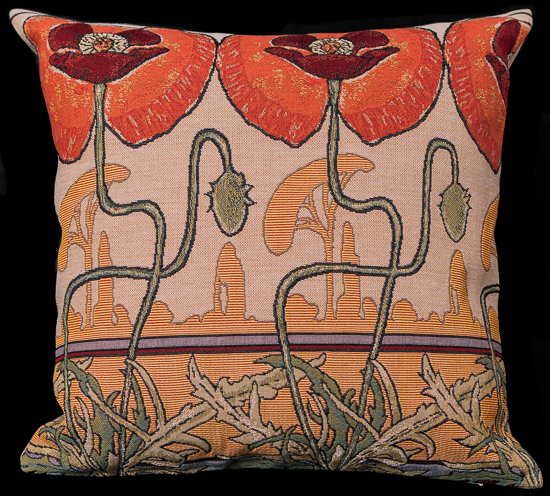Alfons Mucha cushion cover : Poppies